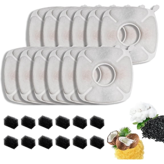 Filter for Veken 67oz 84oz 95oz 135oz Plastic Stainless Steel Pet Fountain, Automatic Cat Water Fountain Filters for Dog Cat with Foam Filters(12 12Pack)