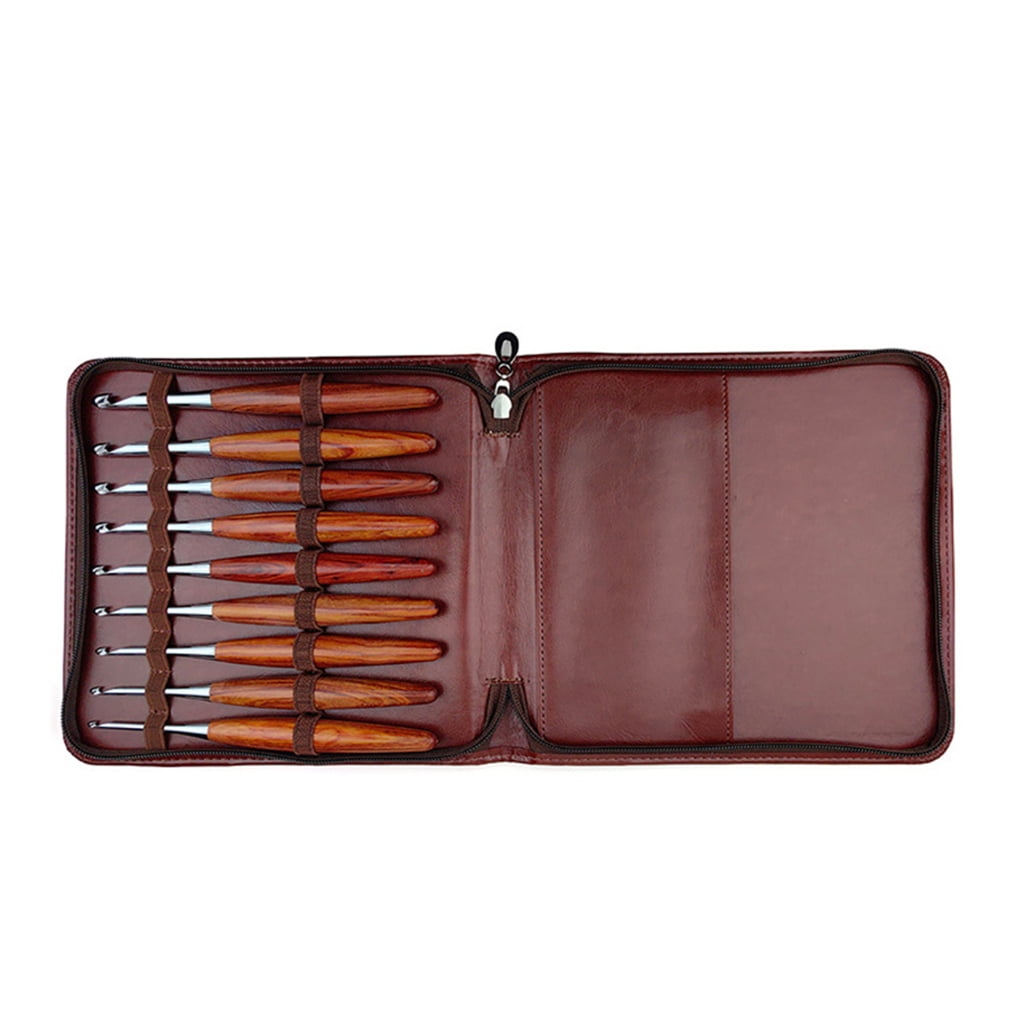 Geemin 9Pcs Wood Handle Crochet Hook Ergonomic Knitting Crochet Hook for Beginner 9Pcs Wood Handle Crochet Hook Needle for Beginner Experienced Hobbyist Knitting
