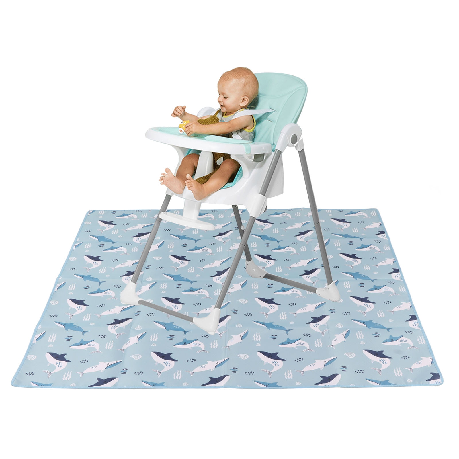 M Buder High Chair Mat Waterproof Prevent Slip Large Portable Multi Functional Baby Play Mat for Indoor Picnic Toddler Crawling Floor Protection 43.3 x 43.3 Inches / 110 x 110 cm