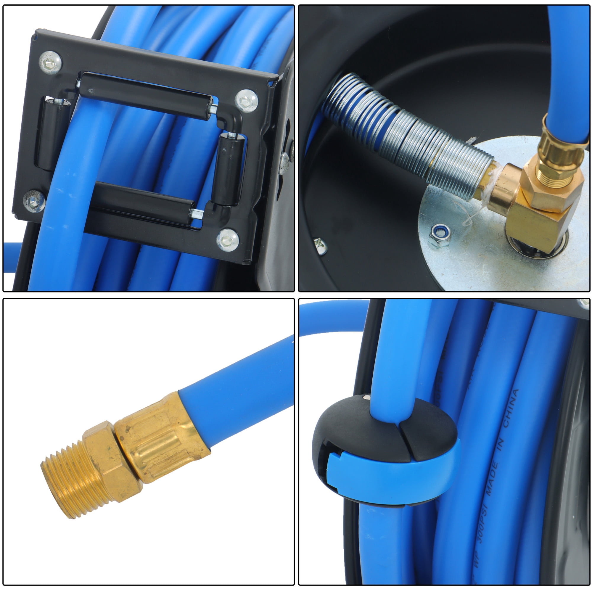 EPOTOOR  1/2" x 50' Steel Retractable Steel Reel Rubber Air Hose Heavy Duty Dual Arm