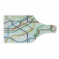 thumbnail image 1 of Map Cutting Board, Stripes in Vibrant Colors Metro Scheme Subway Stations Abstract Railroad Transportation, Tempered Glass Cutting and Serving Board, Wine Bottle Shape, Multicolor, by Ambesonne, 1 of 1