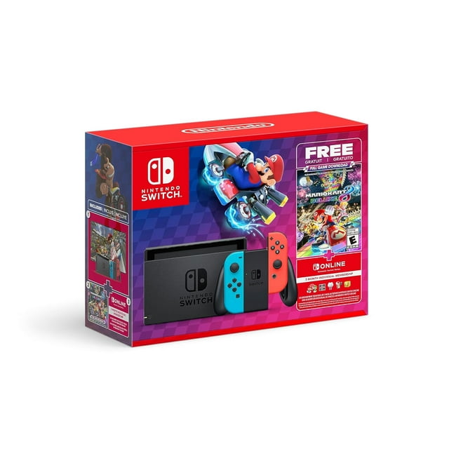 Refurbished (Good)Nintendo Switch Console Mario Kart 8 Deluxe Bundle with 3 Months Online Membership And Full Game Download