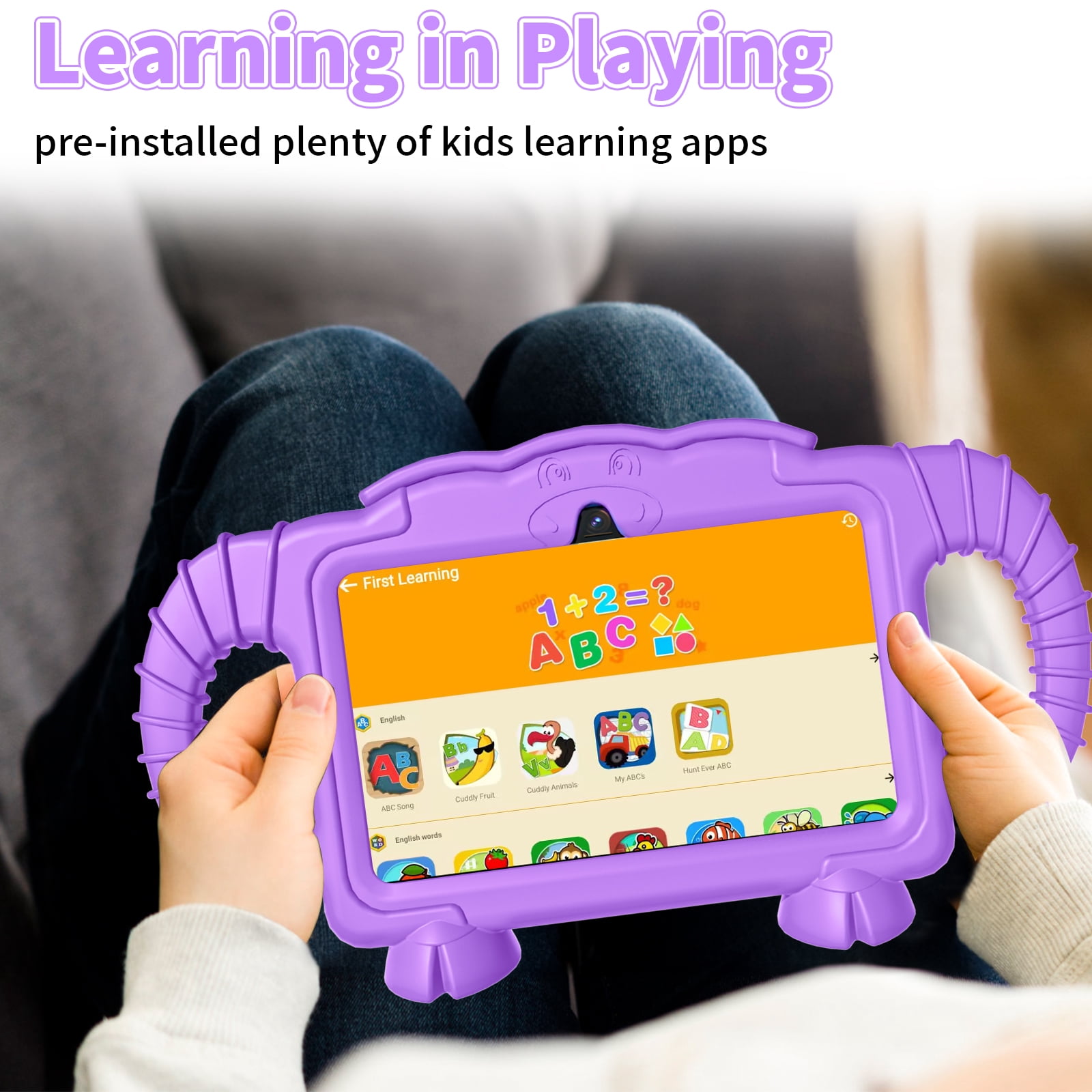 Kids Tablet, 7 inch Android Tablet for Kids, 6GB RAM 32GB ROM Quad-Core Toddler Tablet with Shockproof Case, Bluetooth, WiFi, Parental Control, 2MP+2MP Dual Camera, GPS, Games