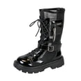 thumbnail image 2 of Cethrio Little Girls Riding Boots, Non-Slip Lace-up Breathable Soft Sole Mid Calf Boots Black Size 12(Little Kids), 2 of 7