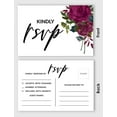 thumbnail image 4 of Inkdotpot RSVP Postcards (Set Of 50) 4"X6" Blank With Mailing Side,RSVP Reply Response Cards For Wedding Burgundy Floral Print Return Cards, 4 of 5