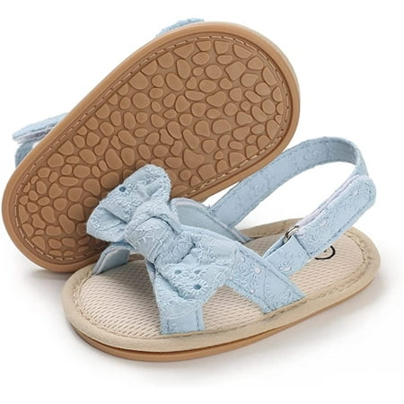 

Infant Baby Girls Summer Sandals with Flower Soft Sole Newborn Toddler First Walker Crib Dress Shoes
