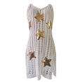 thumbnail image 4 of Swim Suit Cover Ups Women Knitted Hollow Vest Blouse Beach Bikini With Short Skirt Sunscreen Cover-Up Beige,XL, 4 of 4