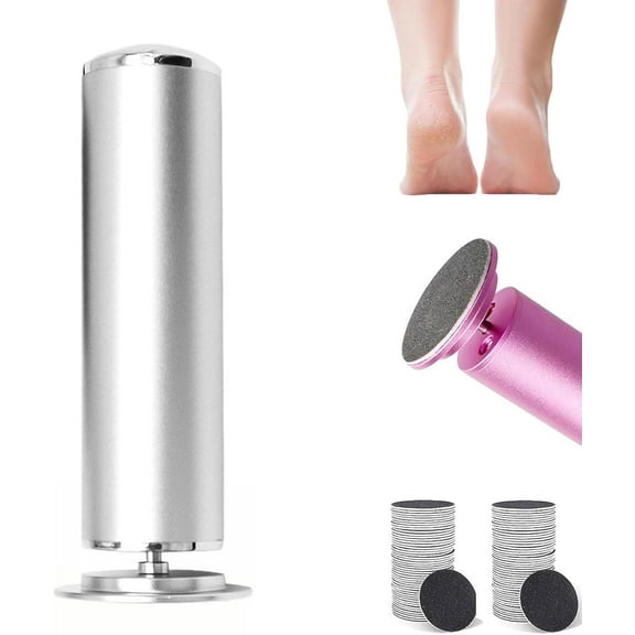 Versaselect Electric Foot Callus Remover, Versaselect Callus Remover, Upgraded Electric Foot File with 60pcs Sandpaper Disk, Adjustable Speed 360 Rotation Pain-Free Foot Sander (Silver)