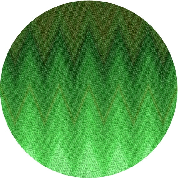 Ahgly Company Machine Washable Indoor Round Transitional Green Area Rugs, 4' Round