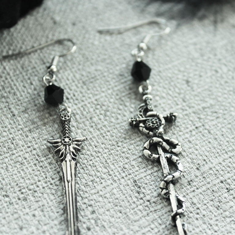 Gothic Asymmetry Bow & Arrow Dangle Earrings - Unique Cupid Arrow Punk Fashion Jewelry For Women & Girls