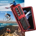 thumbnail image 6 of Compatible Samsung Galaxy Z Fold 4 Metal Case with Hinge Protection,3 Layers Full Body Shockproof Dustproof Aluminium Silicone Mens Case for Samsung Galaxy Z Fold 4 Phone Case with Kickstand Red, 6 of 14