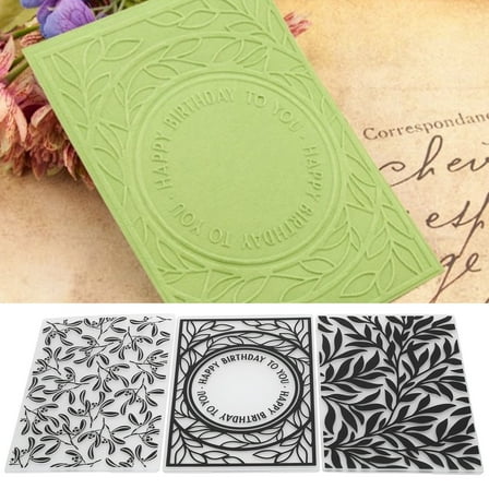 ACOUTO 3Pcs Plastic Embossing Folders Embossed Template DIY Card Making Scrapbooking Paper Craft Branches & Leaves, Happy Birthday Embossing Folders