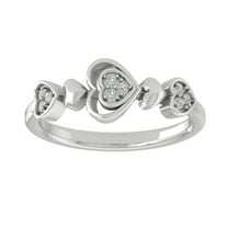 Araiya Fine Jewelry 10K White Gold Round-shape Lab Grown Diamond Heart Engagement Ring ( 1/10 cttw, D-F Color, VS Clarity) Size 9