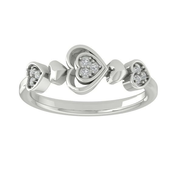Araiya 14K White Gold Diamond Heart Ring for Women (1/10 cttw, I-J Color, I2-I3 Clarity), Size 7