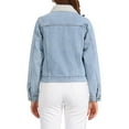 thumbnail image 3 of Fleece Denim Jacket for Women Collared Warm Faux Fur Denim Coat Trucker Jackets XS Light Blue, 3 of 6