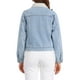 thumbnail image 3 of Chaqueta de mezclilla de forro polar para mujeres, abrigo de mezclilla con cuello de piel sintética, chaquetas de camionero L azul claro, 3 of 6