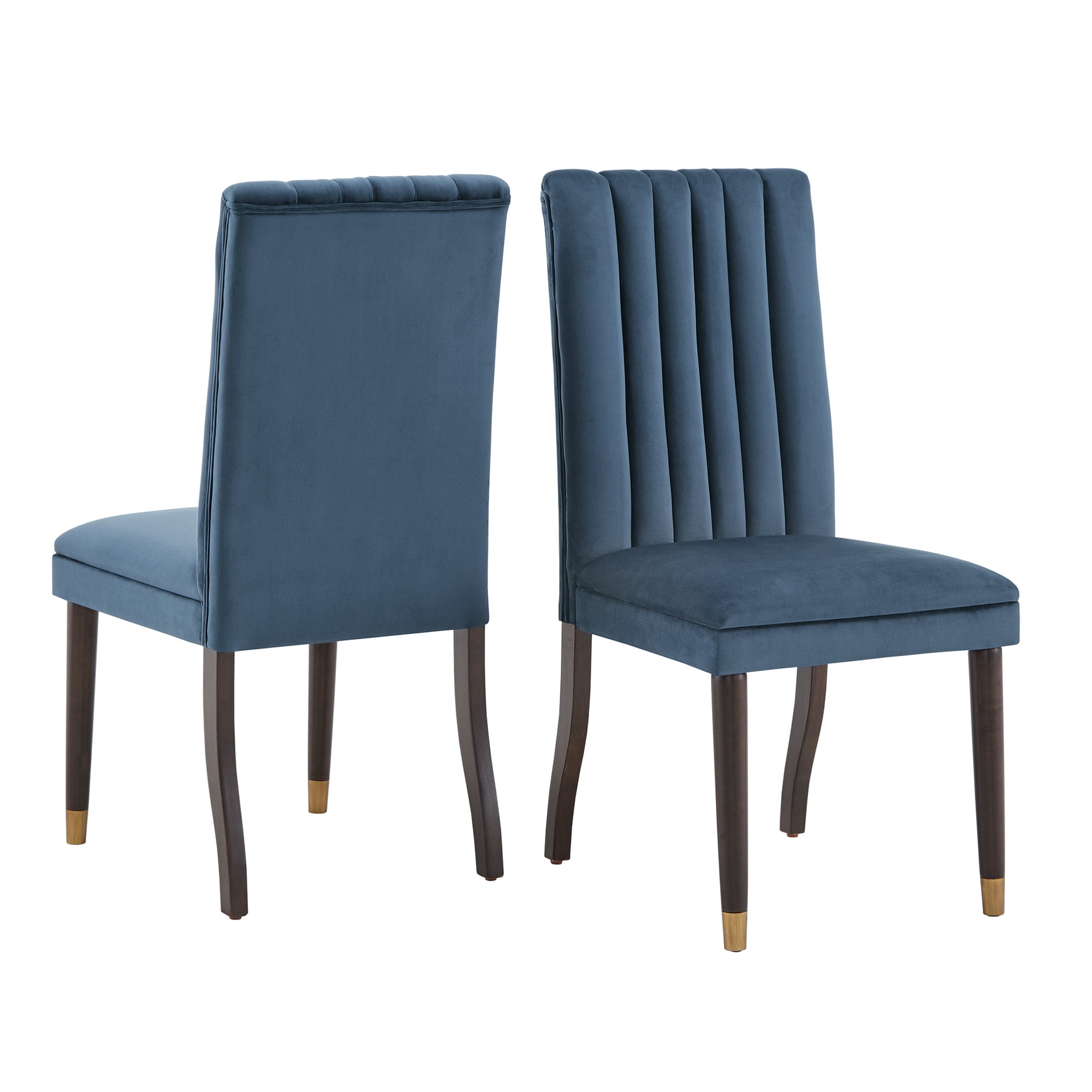 Weston Home Avesbury Velvet Channel Back Dining Chairs, Set of 2, Blue Velvet