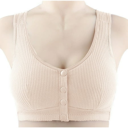 Front Closure Snap Minimizer Bras for Women Plus Size Post Surgery Full Coverage Wireless Bra Comfort Everyday Underwear