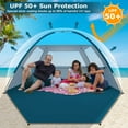 thumbnail image 4 of COMMOUDS Beach Tent, Sun Shelter for 3 Person, UPF 50+ Beach Sunshade Canopy, Portable, Easy Set-Up (Sky Blue), 4 of 9