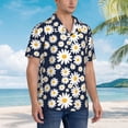 thumbnail image 5 of Balery Daisy Floral Print Men's Hawaiian Shirts Short Sleeve Beach Shirt Relaxed Fit Vacation Button Down Shirts-Large, 5 of 9