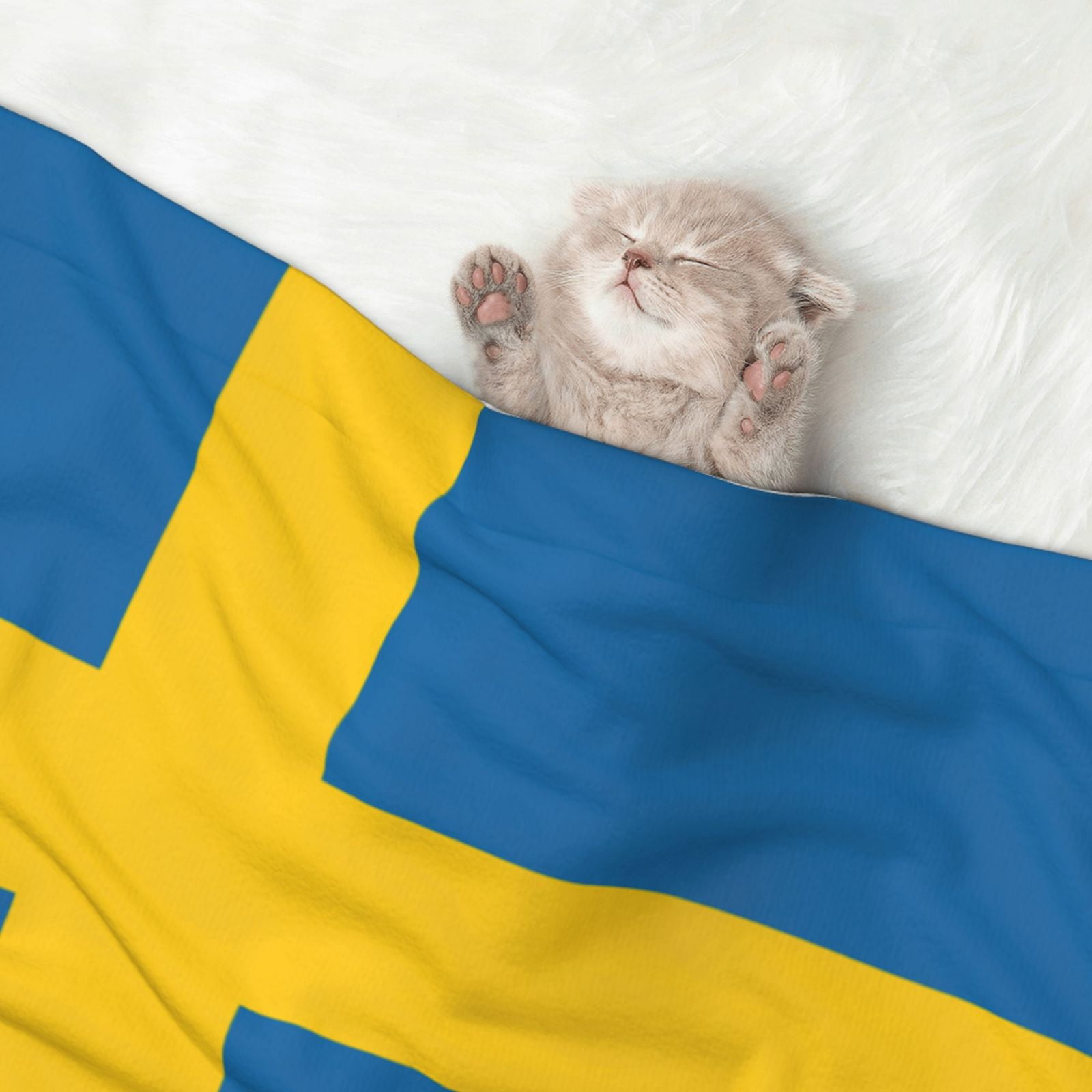 Flannel Throw Dog Blanket Swedish Flag Soft Warm Print Pet Blankets for Small Dog Cat Puppy