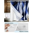 thumbnail image 3 of No Hook Cloth Fabric Shower Curtain with Snap in Liner, Navy Blue Striped Ombre Waterproof Shower Curtains Set with See Through Top Window, Modern Blue Moire Geometric Bath Curtains Shower 60"x72", 3 of 6