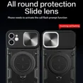 thumbnail image 5 of Heavy Duty Case for iPhone 12 Pro 6.1 inch, Camera Lens Sliding Cover with Hidden Bracket Magnetic Car Mount Holder, Rugged PC+TPU Hybrid Military Grade Shockproof Lens Protection Case,Black, 5 of 12
