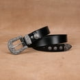 thumbnail image 5 of Women's genuine leather vintage Western cowboy style belt, with carved rivet design, plus size, unisex, Western fashion accessory, casual belt, rivet detail belt, durable cowhide belt, handmade, adju, 5 of 10