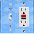 thumbnail image 1 of Metal Light Switch Wall Plate Outlet Cover (Sky Cloud Stars Rain Drops Check Pattern - Single Toggle Single Rocker), 1 of 2