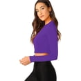 thumbnail image 3 of Women's Casual Slim Fitted Basic Long Sleeve Solid Crop Tee Top, 3 of 3