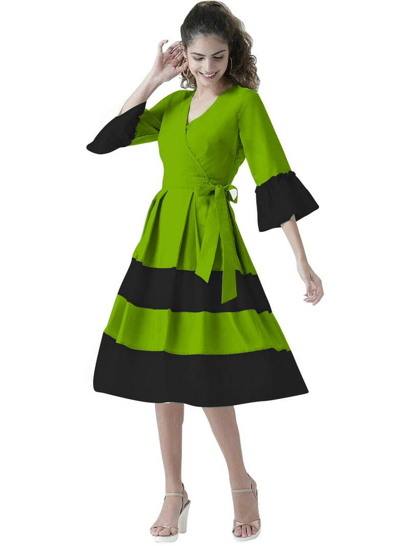 knee length dresses for ladies Forest Green Midi Dress