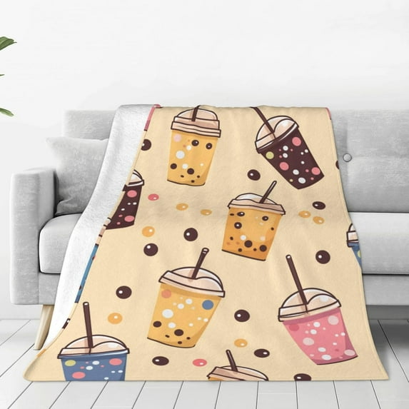 Tea Blanket Gifts for Kids Girls Women Soft Warm Lightweight Cozy Cup Cartoon Bubble Throw Blankets for Bed Sofa Living Room Couch Home Decor 50"x40"