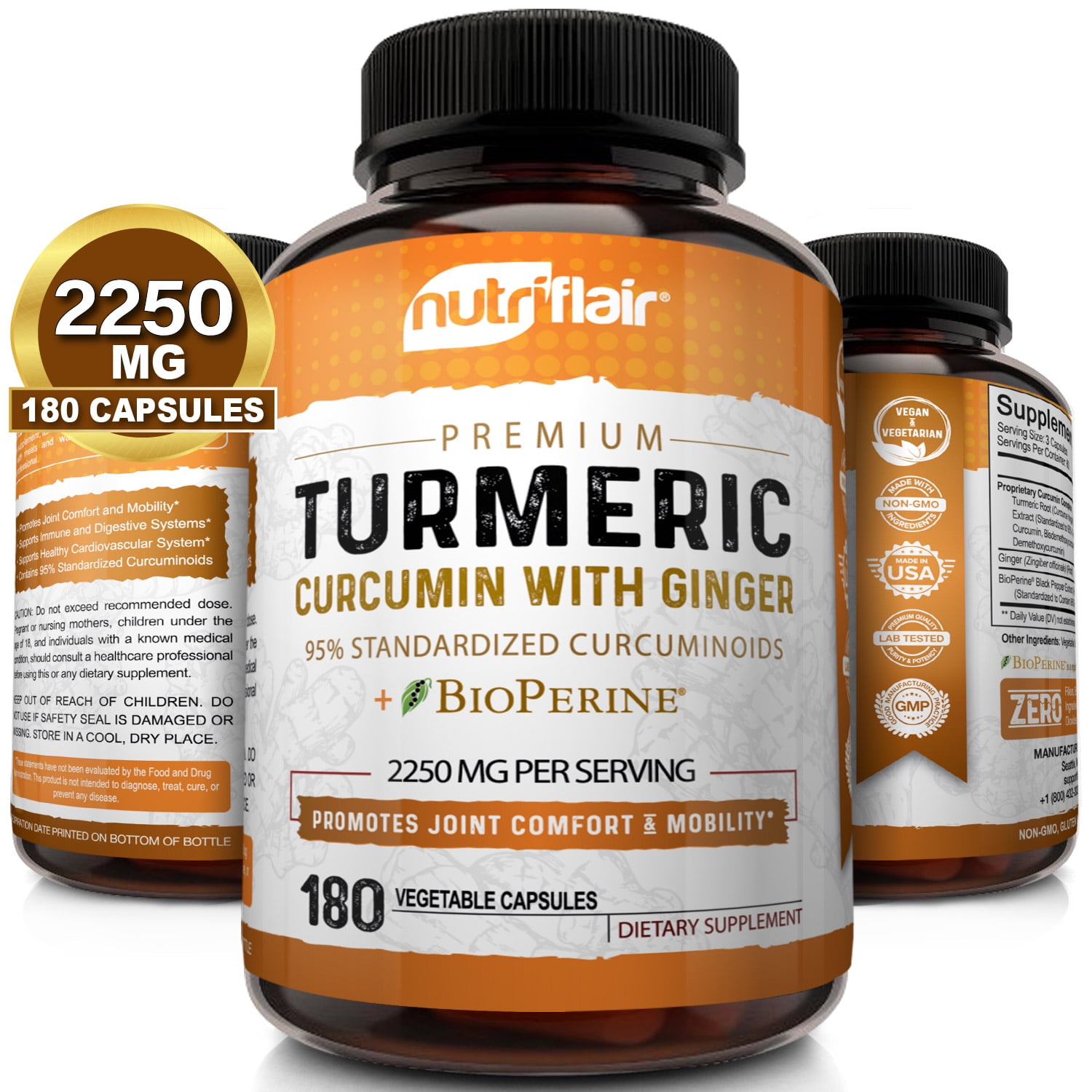 Turmeric Curcumin With Ginger Bioperine Black Pepper Supplement Mg