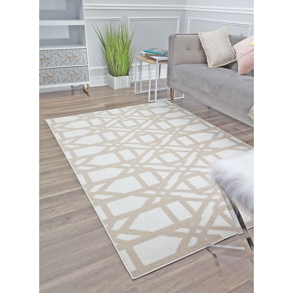 Rugs America Mika MO30A Milk and Honey Geometric Contemporary Cream Area Rug, 5'x7'6"