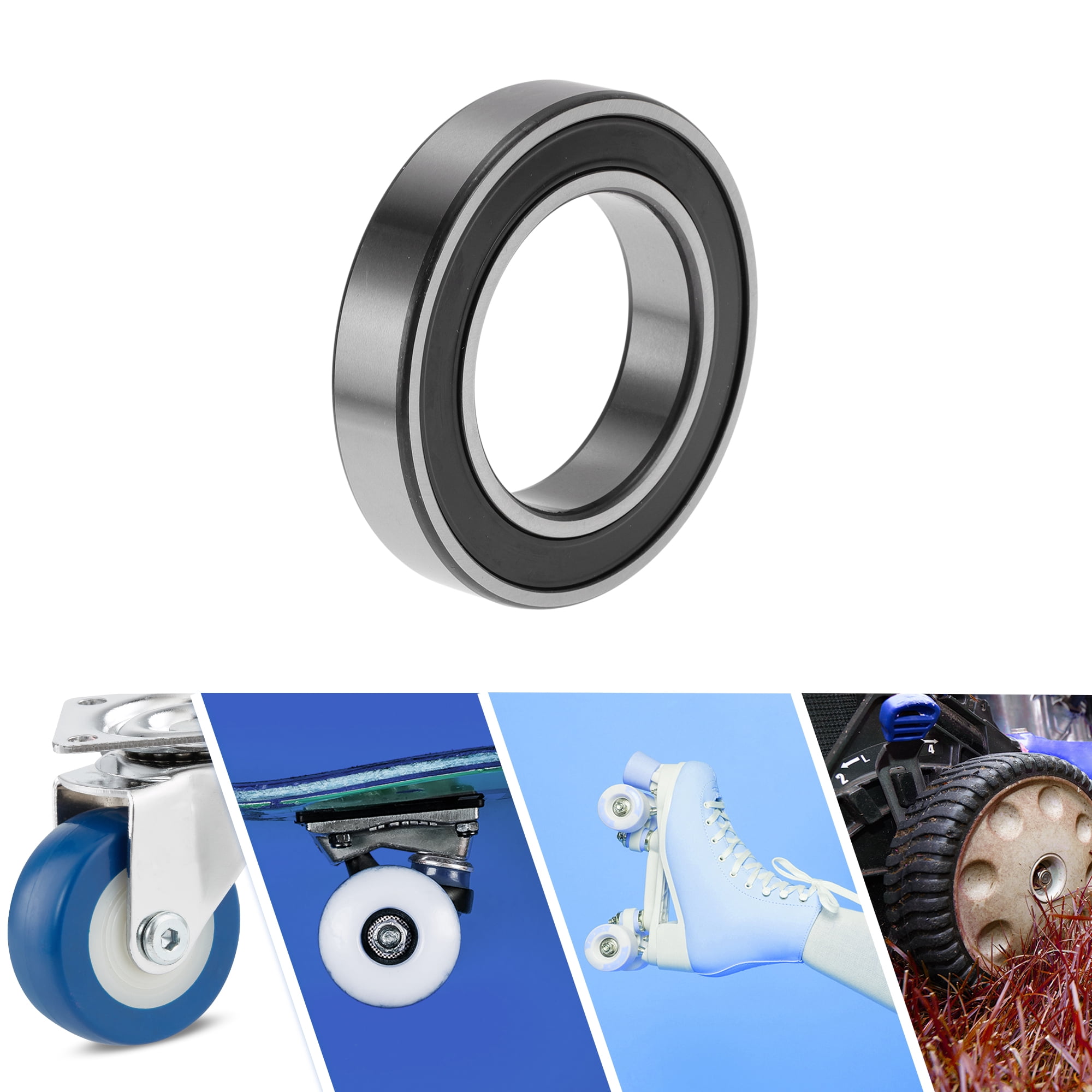 Unique Bargains 6011VV Deep Groove Ball Bearings 55x90x18mm P4 Double Rubber Seal Lubricated Bearings 1 Pcs Car Silver Tone,Black