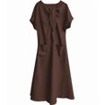 thumbnail image 3 of Women Summer Casual Maxi Dress with Pockets, Short Sleeve V Neck loose, 3 of 4