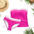 thumbnail image 4 of POUNOO Womens Tankini Swimsuits Slim Fit Strapless Color Block Stripe Ruched Detail High Waist Bathing Suits Beach Vacation Style Swimwear Gift, 4 of 5