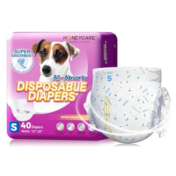 Honey Care All-Absorb A31 Disposable Female Dog Diapers Small Size, 40 Count, Super Absorbent