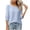 Light Blue, variant on Women's 3/4 Sleeve Textured Blouse Round Neck Puffed Cuff Casual Shirts Loose Fit Comfortable Tunic Tops for Daily Wear Yellow M