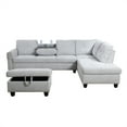 thumbnail image 4 of PonLiving Sectional Sofa, Living Room Couch with Storage Ottoman, Cup Holder, Right-Chaise, Light Gray, 4 of 19