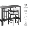 thumbnail image 3 of Modway Tahoe 3-Piece Outdoor Aluminum Bar Table Set in White, 3 of 7