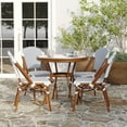 thumbnail image 3 of Merrick Lane French Bistro Style Table with Glass Top, Black & White Textilene, 4 Stack Chairs, and Light Bamboo Finished Metal Frame for Indoor/Outdoor Use, 3 of 10