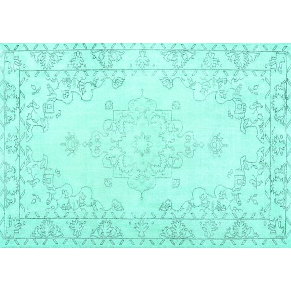 Ahgly Company Machine Washable Indoor Rectangle Persian Turquoise Blue Traditional Area Rugs, 5' x 7'