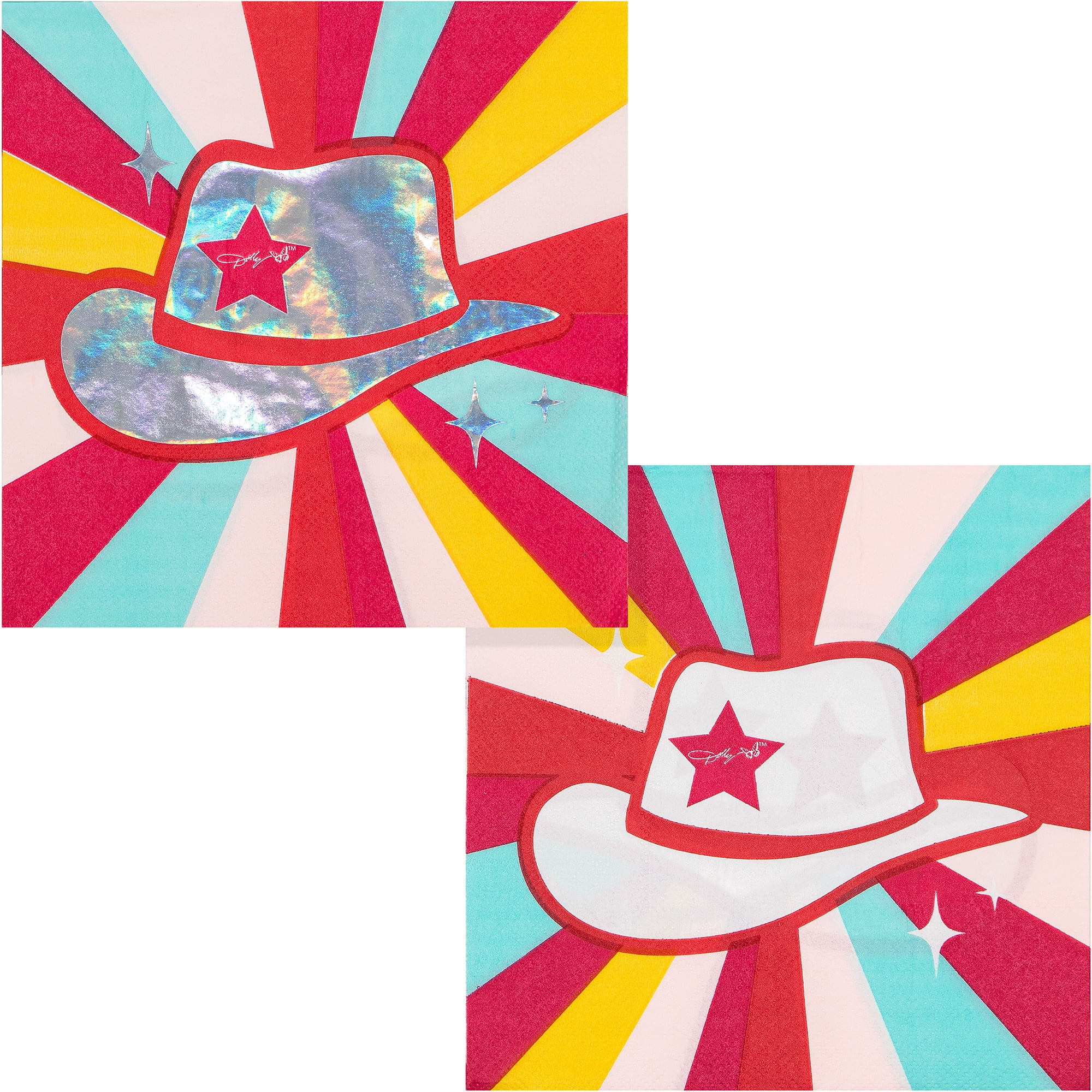 (4 pack) Dolly Parton Multi-Color Cowboy Hat Napkins, 16 Count