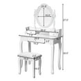 thumbnail image 3 of Costway White Vanity Wood Makeup Dressing Table Stool 3 Drawer, 3 of 10
