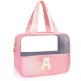 thumbnail image 1 of Bolsa de maquillaje Junesters Initial, transparente, personalizada, de PVC rosa, 1 of 6