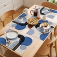 thumbnail image 5 of Boho Middle Century Placemats Set of 6 Abstract Blue Geometric Leaves Place Mats Indoor Wipeable Table Mats Washable Cloth Dining Table Placemats for Kitchen Holiday Party Home Decor 13x19 Inch, 5 of 9