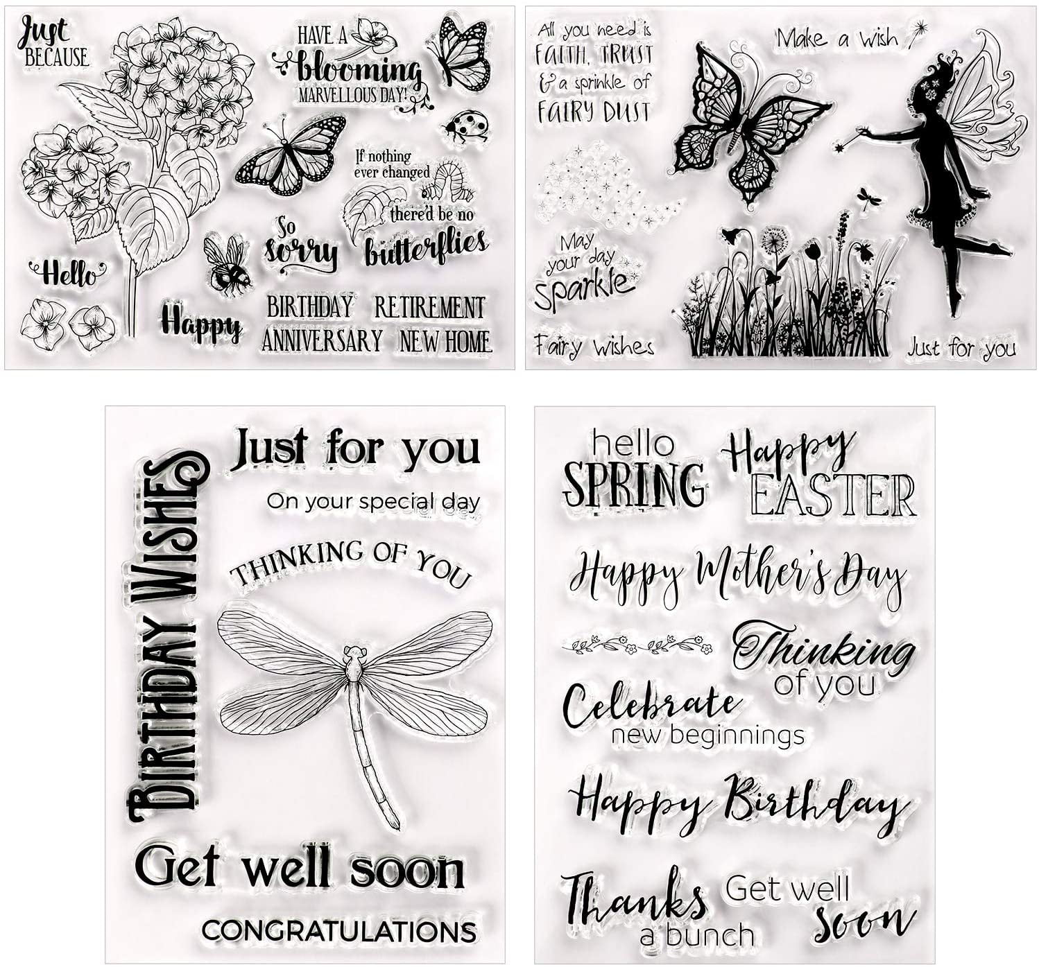 Spring Greeting Words Clear Stamps for Embossing Album Crafts Easter Décor Happy Easter Blessing Words Clear Stamps for Card Making Scrapbooking DIY Decorations 