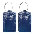 thumbnail image 3 of Fuzoiu Christmas Blue Print Premium Leather Luggage Tag,Travel Accessory,Luggage Tag for Suitcase Baggage Handbag Travel Bag,Name Card & Privacy Cover-2 PCS, 3 of 5