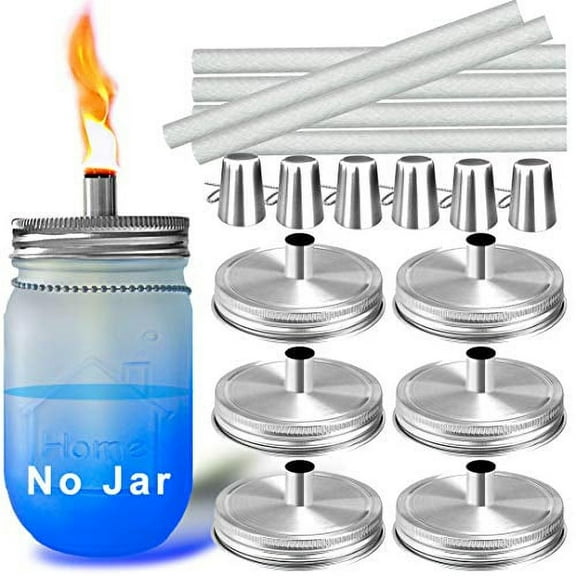 Aikeve silver Glass Outdoor Torches with Durable Oil (6 Count)